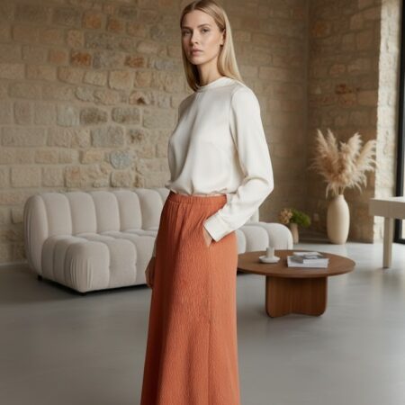 Kadın Beli Lastikli Zikzaklı Etek