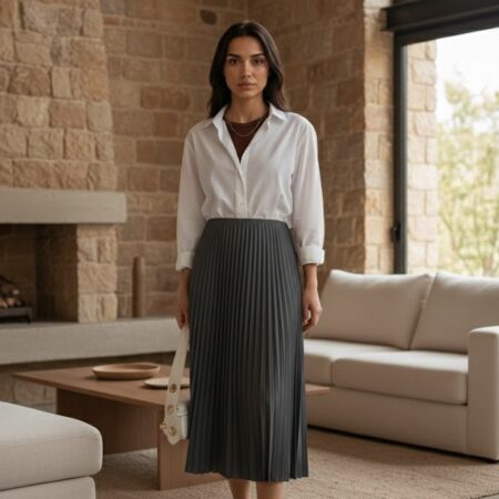 Kadın Pileli Uzun Etek