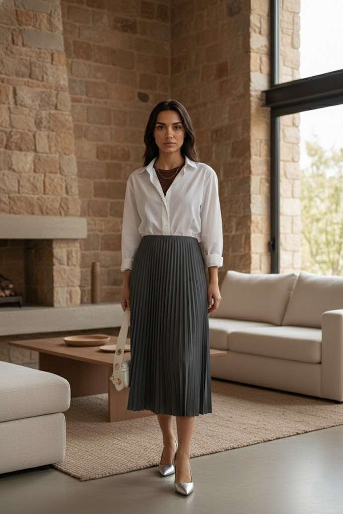 Kadın Pileli Uzun Etek