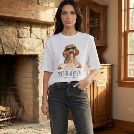 Kadın Beyaz Bisiklet Yaka Digital Baskılı Pamuk T-Shirt