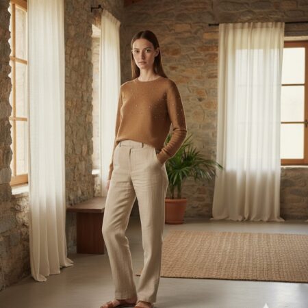 Kadın Bisiklet Yaka Boncuk Taş Detaylı Kazak