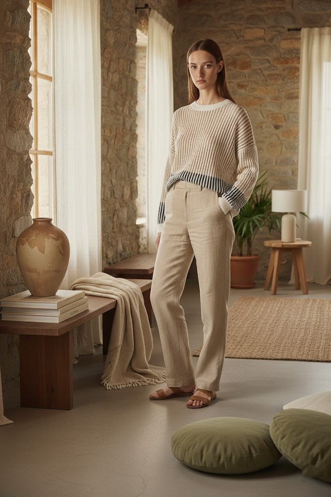 Kadın Bisiklet Yaka Renk Bloklu Oversize Triko Kazak