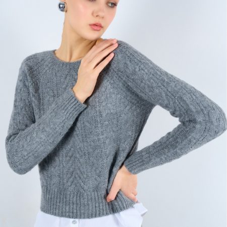 Kadın Saç Örgülü Gömlekli Kazak Triko Kazak