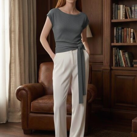 Kadın Şallı Bağlama Detaylı Kısa Kol Body