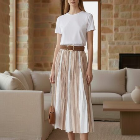 Kadın İki Renkli Kraş Uzun Etek