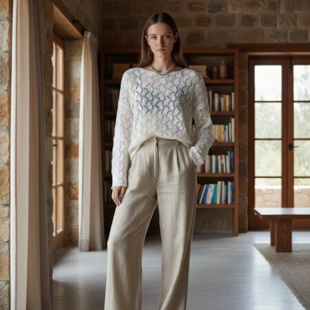 Kadım Oya Desenli Transparan Kazak