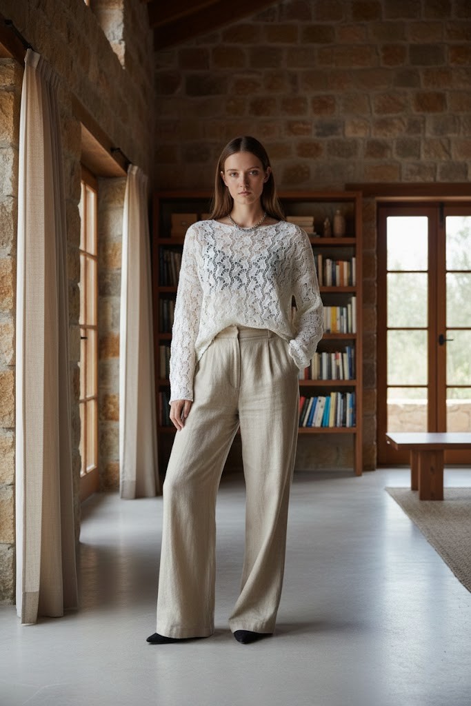 Kadım Oya Desenli Transparan Kazak