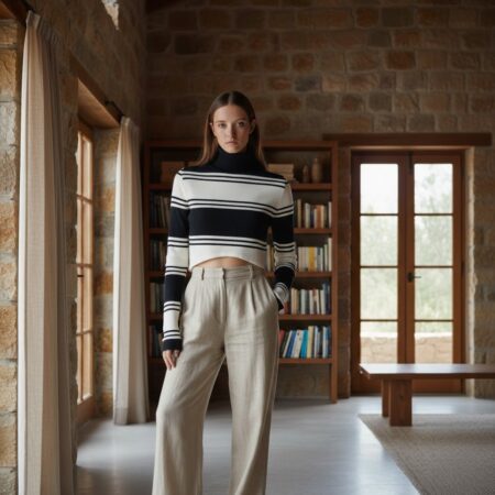 Kadın Balıkçı Yaka Asimetrik Kesim Triko Kazak