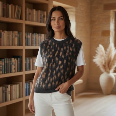 Kadın Antrasit Bisiklet Yaka Leopar Triko Süveter