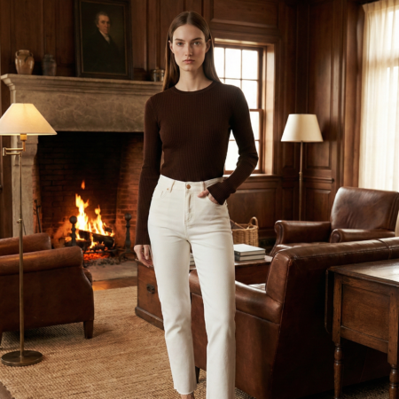 Kadın Beyaz Lazer Kesim Muadil Mom Jean Kot Pantolon