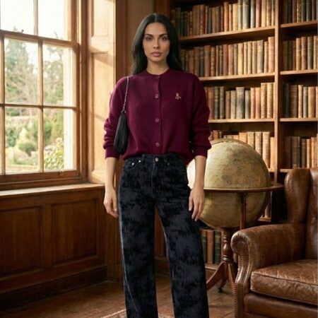 Kadın Bordo Bisiklet Yaka Ayıkıcık Nakışlı Viskon Triko Hırka