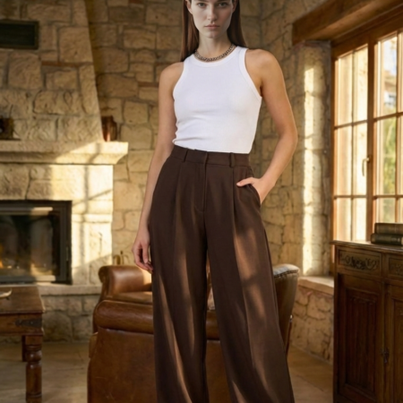 Kadın Kahve Cepli Palazzo Pantolon