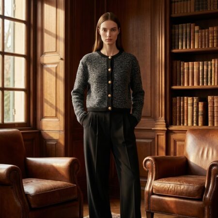 Kadın Kırçıllı Düğmeli Triko Hırka