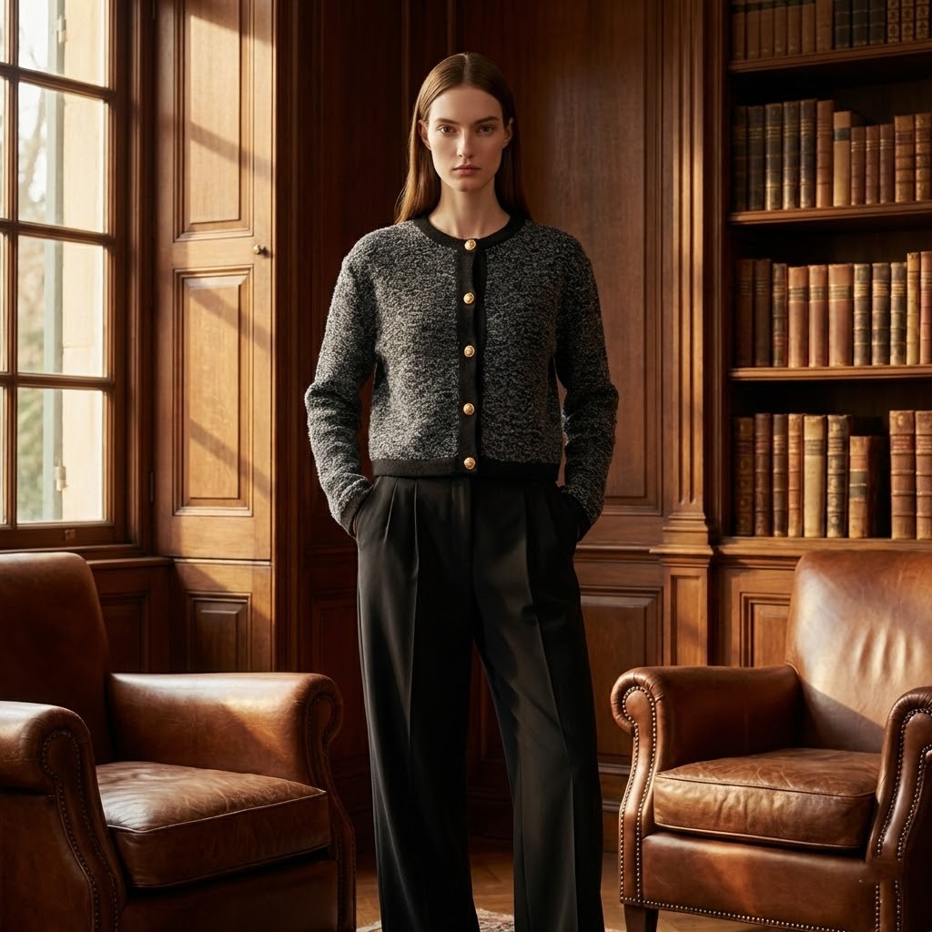 Kadın Kırçıllı Düğmeli Triko Hırka