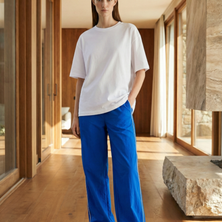 Kadın Paraşüt Kumaş Beli Lastikli Bol Paça Pantolon