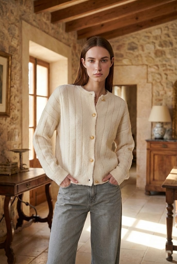 Kadın Peluş Simli Triko Hırka